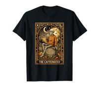 The Caffeinated Tarot Card Squelette Café Funny Halloween T-Shirt