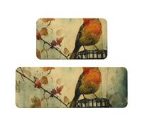 The Cage Is A Bird Lot de 2 tapis de cuisine antidérapants en bois pour la maison et le bureau