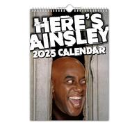The Calendar King - Here's Ainsley - Calendrier mural 2025 - Drôle/insolite/Noël/anniversaire/idée cadeau/nouveauté/humour/Père Noël secret/planificateur annuel (couleur, format A3)