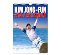 The Calendar King - Kim Jong-Fun - Calendrier mural 2024 - Drôle/insolite/Noël/anniversaire/idée cadeau/nouveauté/humour/Père Noël secret/planificateur annuel (couleur, format A4)