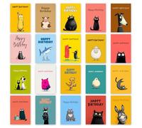 The Calendar King // Lot de 20 cartes d'anniversaire avec illustrations d'animaux assorties avec enveloppes - Imprimé sur carte de qualité supérieure - Taille finie : 148 mm x 210 mm - ANML_004