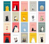 The Calendar King // Lot de 20 cartes d'anniversaire avec illustrations d'animaux assorties avec enveloppes - Imprimé sur carte de qualité supérieure - Taille finie : 148 mm x 210 mm - ANML_005