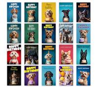 The Calendar King // Lot de 20 cartes d'anniversaire pour chien avec enveloppes - Imprimé sur carte de qualité supérieure - Taille finie : 148 mm x 210 mm - DOG_007