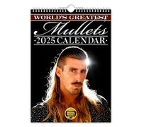 The Calendar King - World's Greatest Mullets - Calendrier mural 2026 - Drôle/insolite/Noël/anniversaire/idée cadeau/nouveauté/humour/Père Noël secret/planificateur annuel (couleur, format A4)