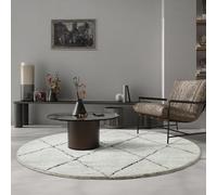 the carpet Bahar Shaggy Tapis de Salon élégant à Poils Longs, Doux et Facile d'entretien, crème/Noir, 160 cm, Rond