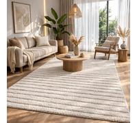 the carpet Bahar Shaggy Tapis de Salon élégant et Design à Poils Longs, Doux et Facile d'entretien, en Beige, 200 x 290 cm