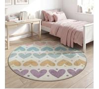 the carpet Beat Kids Tapis Moderne et Doux pour Enfant, Facile d'entretien, Couleurs résistantes, Crème, 120 cm rond