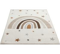 the carpet Beat Kids Tapis Moderne et Doux pour Enfant, Facile d'entretien, Couleurs résistantes, Motif Arc-en-Ciel, crème, 120 x 170 cm