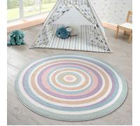 the carpet Beat Kids Tapis Moderne et Doux pour Enfant, Facile d'entretien, Couleurs résistantes, multicolore, 120 cm rond