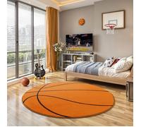 the carpet Beat Kids Tapis Moderne et Doux pour Enfant Facile d'entretien Couleurs résistantes Orange 160 cm rond
