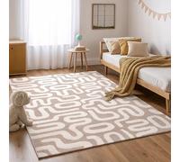 the carpet Beat Kids Tapis pour Enfants Moderne et Doux, à Poils Moelleux, Facile d’Entretien et résistant aux Couleurs, Labyrinthe Beige, 160 x 220 cm