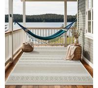 the carpet Calgary - Tapis d'extérieur Robuste, résistant aux intempéries & aux UV, pour Balcon, terrasse, Jardin d'hiver, Cuisine ou Salle à Manger, particulièrement Plat - Beige - 140 x 200 cm