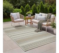 the carpet Calgary - Tapis d'extérieur Robuste, résistant aux intempéries & aux UV, pour Balcon, terrasse, Jardin d'hiver, Cuisine ou Salle à Manger, particulièrement Plat - Beige - 160 x 220 cm