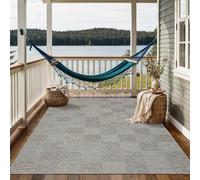 the carpet Calgary - Tapis pour l'intérieur et l'extérieur Robuste, résistant aux intempéries & aux UV, pour Balcon, terrasse, Jardin d'hiver, Cuisine ou Salle à Manger - Gris Beige - 67 x 180 cm