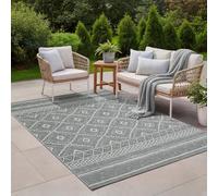 the carpet Calgary - Tapis pour l'intérieur et l'extérieur Robuste, résistant aux intempéries & aux UV, pour Balcon, terrasse, Jardin d'hiver, Cuisine ou Salle à Manger - Gris Losange - 140 x 200 cm