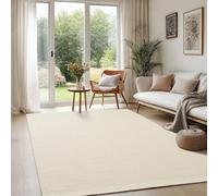 the carpet Deluxe Wool Tapis en Laine tissé à la Main dans Un Style bohème scandinave Naturel, Travail Artisanal pour Un Style Unique, crème, 200 x 290 cm