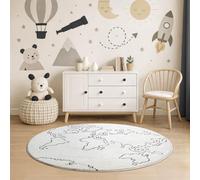 the carpet Elisa Kids Tapis pour Chambre d'enfant, Tapis de Jeu, Facile d'entretien, résistant, Carte du Monde, Terre, crème, Rond 120 cm