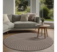 the carpet Elisa Tapis de Salon Moderne, Design géométrique, Haute densité de Poils et Doux au Toucher, Marron, 120 cm Rund