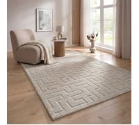 the carpet Elisa tapis de salon moderne, design géométrique, haute densité de velours et agréablement doux, Beige, 160 x 220 cm
