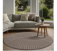 the carpet Elisa tapis de salon moderne, design géométrique, haute densité de velours et agréablement doux, Braun, 120 cm rond