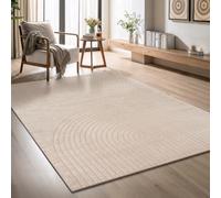 the carpet Elisa, Tapis Moderne de Salon, Design géométrique, Haute densité de Poil et agréablement Doux, Beige, 240 x 340 cm