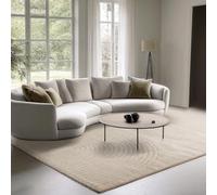 the carpet Elisa, Tapis Moderne de Salon, Design géométrique, Haute densité de Poil et agréablement Doux, Beige, 80 x 150 cm