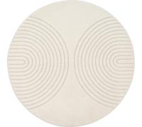 the carpet Elisa, Tapis Moderne de Salon, Design géométrique, Haute densité de Poil et agréablement Doux, crème, 120 cm de diamètre