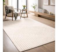 the carpet Elisa, Tapis Moderne de Salon, Design géométrique, Haute densité de Poil et agréablement Doux, crème, 160 x 220 cm