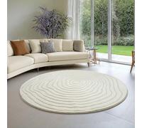 the carpet Everest - Poils Courts Modernes pour Salon, Chambre à Coucher, avec Effet très Profond, Effet 3D, Haute densité de Poils et Doux au Toucher, crème, 160 cm Rond