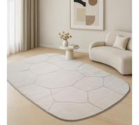 the carpet Everest - Tapis Moderne à Poils Courts pour Salon et Chambre, avec Effet Haut-Bas, Effet 3D, Haute densité de Fibres et Toucher Doux, Motif en nid d’Abeille,Crème, 160 x 230 cm Ovale