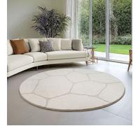the carpet Everest - tapis salon, effet 3D, haute densité de poils et agréablement doux, Crème, 120 cm, Ronde, Design - 2404