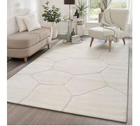 the carpet Everest - tapis salon, effet 3D, haute densité de poils et agréablement doux, Crème, 80 x 300 cm, Design - 2404