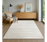 the carpet Everest - Tapis Salon Moderne à Poils Courts avec Effet de Haut en Bas, Effet 3D, densité de Poils élevée et Douceur agréable, Design Abstrait, crème, 80 x 300 cm