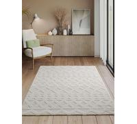 the carpet Everest - Tapis Salon Moderne à Poils Courts avec Effet de Haut en Bas, Effet 3D, densité de Poils élevée et Douceur agréable, Design scandinave, crème, 200 x 290 cm