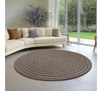 the carpet Everest - Tapis Salon Moderne à Poils Courts avec Effet de Haut en Bas, Effet 3D, Haute densité de Poils et agréablement Doux, Marron, 120 cm Rond