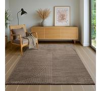 the carpet Everest - Tapis Salon Moderne à Poils Courts avec Effet de Haut en Bas, Effet 3D, Haute densité de Poils et agréablement Doux, Marron, 140 x 200 cm