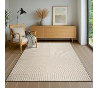 the carpet Everest - Tapis Salon Moderne à Poils Courts avec Effet de Haut en Bas, Effet 3D, Haute densité de Poils et agréablement Doux, Beige, 200 x 290 cm