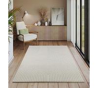 the carpet Everest - Tapis Salon Moderne à Poils Courts avec Effet de Haut en Bas, Effet 3D, Haute densité de Poils et agréablement Doux, crème, 240 x 340 cm