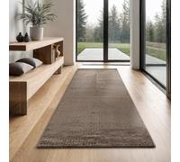 the carpet Everest - Tapis Salon Moderne à Poils Courts avec Effet de Haut en Bas, Effet 3D, Haute densité de Poils et agréablement Doux, Marron, 80 x 300 cm