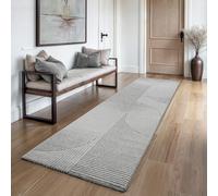 the carpet Everest - Tapis Salon Moderne à Poils Courts avec Effet Haut-Bas, Effet 3D, Haute densité de Poils et agréablement Doux, Design Panglao, crème, 80 x 300 cm