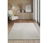 the carpet Everest - Tapis Salon Moderne à Poils Courts avec Effet Haut-Bas, Effet 3D, Haute densité de Poils et agréablement Doux, Design Panglao, crème, 120 x 170 cm