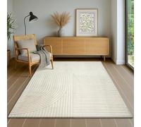 the carpet Everest - Tapis Salon Moderne à Poils Courts avec Effet Haut-Bas, Effet 3D, Haute densité de Poils et agréablement Doux, Design Panglao, crème, 240 x 340 cm