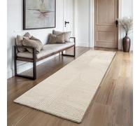 the carpet Everest - Tapis Salon Moderne à Poils Courts avec Effet Haut-Bas, Effet 3D, Haute densité de Poils et agréablement Doux, Design Panglao, Beige, 80 x 300 cm