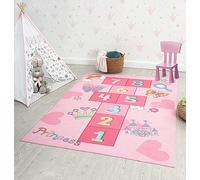 the carpet Happy Life Tapis de Jeu Lavable pour Chambre d'enfant Motif Chiffres Rose 160 x 220 cm