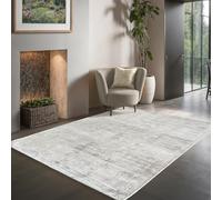 the carpet Janelle élégant de Haute qualité en Viscose pour Salon, Tapis à Poils Courts tissé à la Main avec qualité Premium, Facile d'entretien, résistant à la décoloration, Gris, 80 x 150 cm