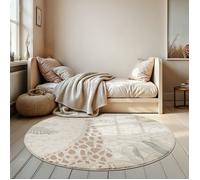 the carpet Jungle Kids - Tapis enfant/jeu, chambre, facile d’entretien, résistant, Crème, 120 cm, Rond, D17