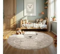 The carpet Jungle - Tapis de chambre d'enfant - Effet 3D - Facile d'entretien - Durable - Motif lion - 120 cm - Rond