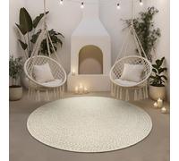 the carpet Kansas - Tapis pour l'intérieur et l'extérieur Robuste au Look Naturel de Jute, résistant aux intempéries, Convient pour la terrasse et Le Jardin, Crème 120 cm Rond