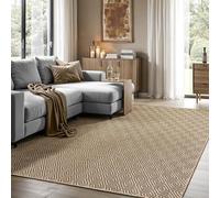 the carpet Kansas - Tapis intérieur Confortable et élégant pour Salon, Chambre ou Couloir, Doux et Chaleureux, Style Jute Naturel, également adapté pour l’extérieur, Losange, 140 x 200 cm