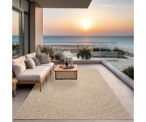 the carpet Kansas - Tapis intérieur Confortable et élégant pour Salon, Chambre ou Couloir, Doux et Chaleureux, Facile à Nettoyer, Style Jute Naturel, également adapté pour l’extérieur, 140 x 200 cm